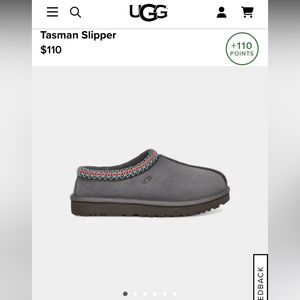 Unworn women’s size 7. Dark grey Ugg Tasman slippers. No box